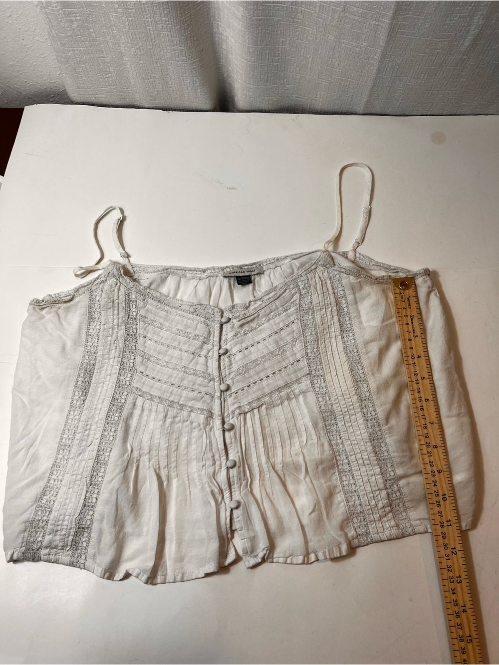 American Eagle Outfitters Cream Lace-Trim Button Front Cami Size X-Large - Picture 5 of 7